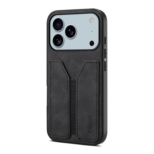 For iPhone 17 Pro Max Denior D07 DV Elastic Card Slot PU Back Cover Phone Case(Black) - iPhone 17 Pro Max Cases by Denior | Online Shopping UK | buy2fix