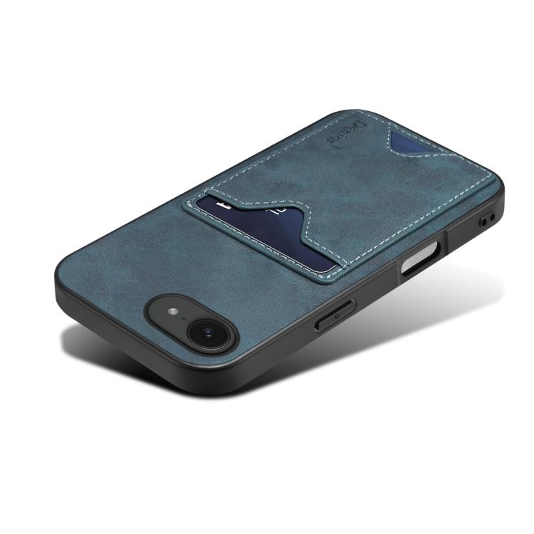 For iPhone 16e Denior D06 PU Back Cover Card Slot Holder Phone Case(Blue) - iPhone 16e Cases by Denior | Online Shopping UK | buy2fix