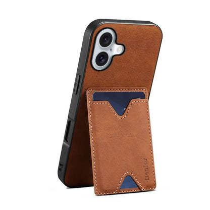 For iPhone 17 Denior D06 PU Back Cover Card Slot Holder Phone Case(Brown) - iPhone 17 Cases by Denior | Online Shopping UK | buy2fix