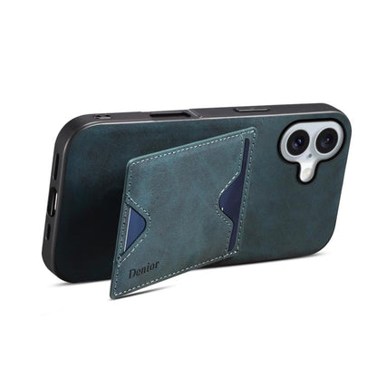 For iPhone 17 Denior D06 PU Back Cover Card Slot Holder Phone Case(Blue) - iPhone 17 Cases by Denior | Online Shopping UK | buy2fix