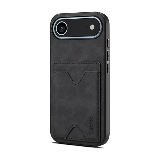 For iPhone Air Denior D06 PU Back Cover Card Slot Holder Phone Case(Black)
