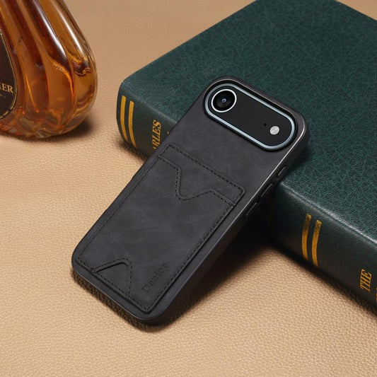 For iPhone Air Denior D06 PU Back Cover Card Slot Holder Phone Case(Black) - iPhone Air Cases by Denior | Online Shopping UK | buy2fix