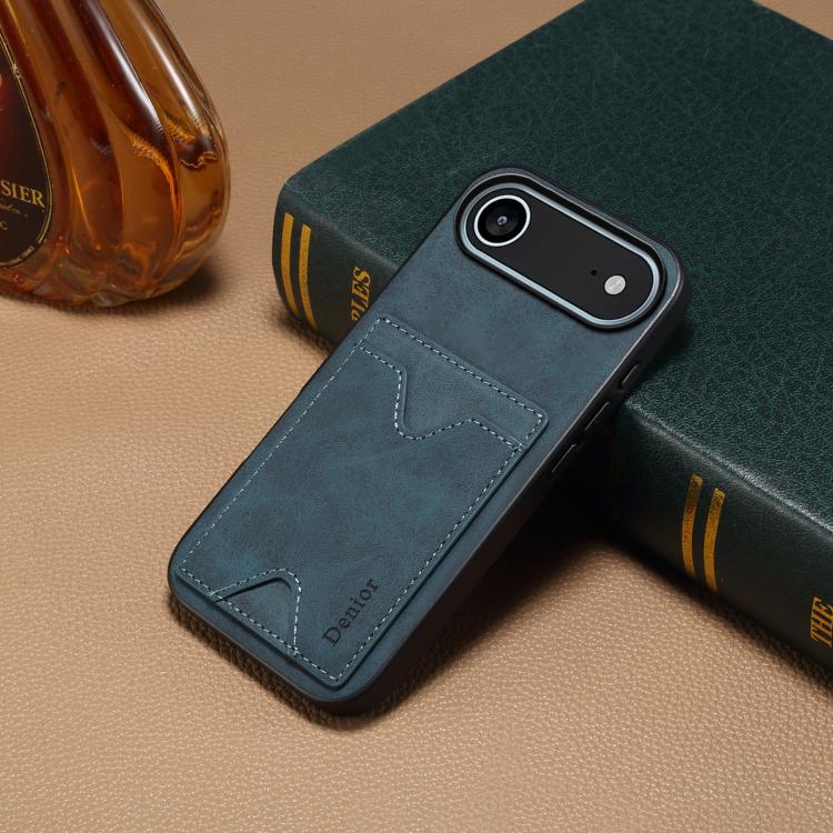 For iPhone 17 Air Denior D06 PU Back Cover Card Slot Holder Phone Case(Blue) - iPhone 17 Air Cases by Denior | Online Shopping UK | buy2fix
