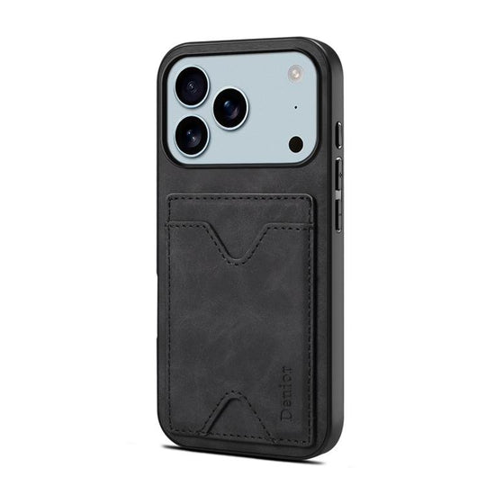 For iPhone 18 Pro Max / 17 Pro Max Denior D06 PU Back Cover Card Slot Holder Phone Case(Black)