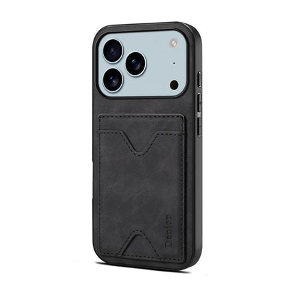 For iPhone 17 Pro Denior D06 PU Back Cover Card Slot Holder Phone Case(Black) - iPhone 17 Pro Cases by Denior | Online Shopping UK | buy2fix