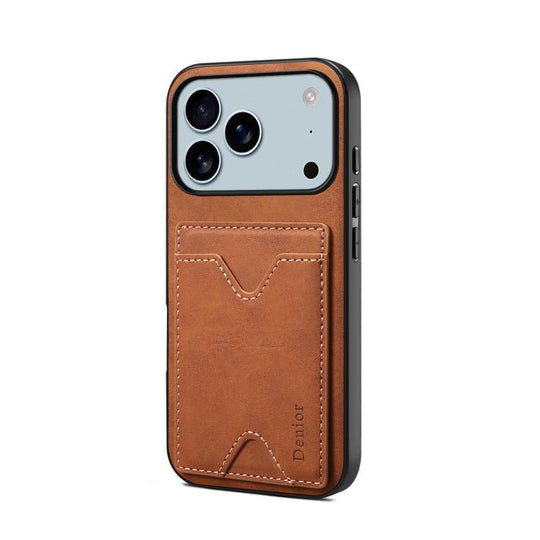 For iPhone 18 Pro / 17 Pro Denior D06 PU Back Cover Card Slot Holder Phone Case(Brown)
