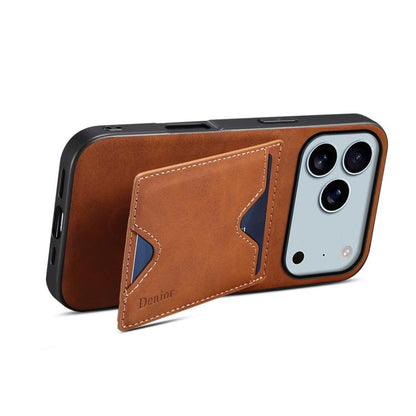 For iPhone 17 Pro Denior D06 PU Back Cover Card Slot Holder Phone Case(Brown) - iPhone 17 Pro Cases by Denior | Online Shopping UK | buy2fix