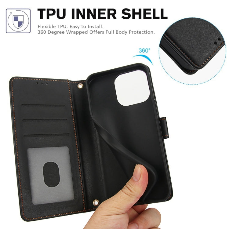 For iPhone 16 Pro Skin Feel Pure Color Card Slots Leather Phone Case with Dual Lanyard(Black) by buy2fix