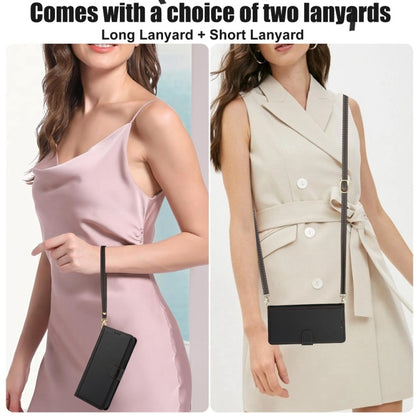 For iPhone 16 Pro Skin Feel Pure Color Card Slots Leather Phone Case with Dual Lanyard(Black) by buy2fix