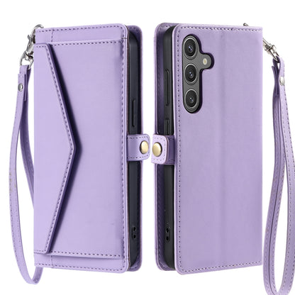 For Samsung Galaxy S25 5G Wallet Multi-card Slot Leather Phone Case with Lanyard(Purple) by buy2fix