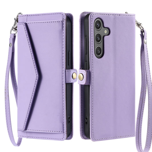For Samsung Galaxy S25 5G Wallet Multi-card Slot Leather Phone Case with Lanyard(Purple) by buy2fix