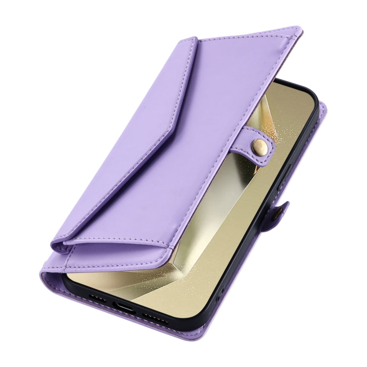 For Samsung Galaxy S25 5G Wallet Multi-card Slot Leather Phone Case with Lanyard(Purple) by buy2fix