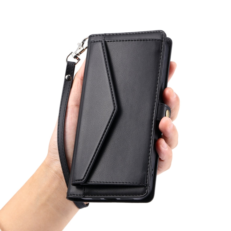 For Samsung Galaxy S25 5G Wallet Multi-card Slot Leather Phone Case with Lanyard(Black) by buy2fix