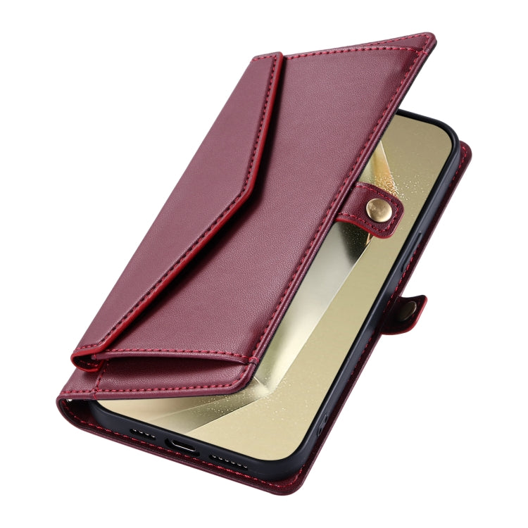 For Samsung Galaxy S25 Ultra 5G Wallet Multi-card Slot Leather Phone Case with Lanyard(Wine Red) by buy2fix