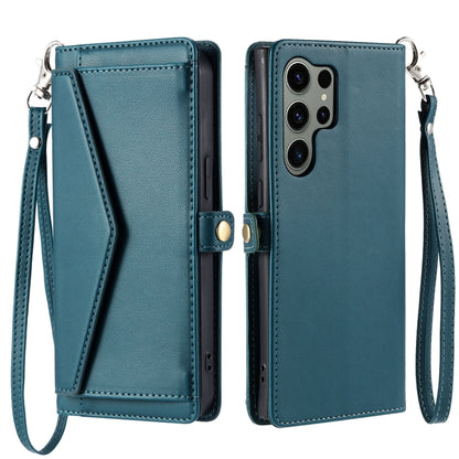 For Samsung Galaxy S25 Ultra 5G Wallet Multi-card Slot Leather Phone Case with Lanyard(Green) by buy2fix