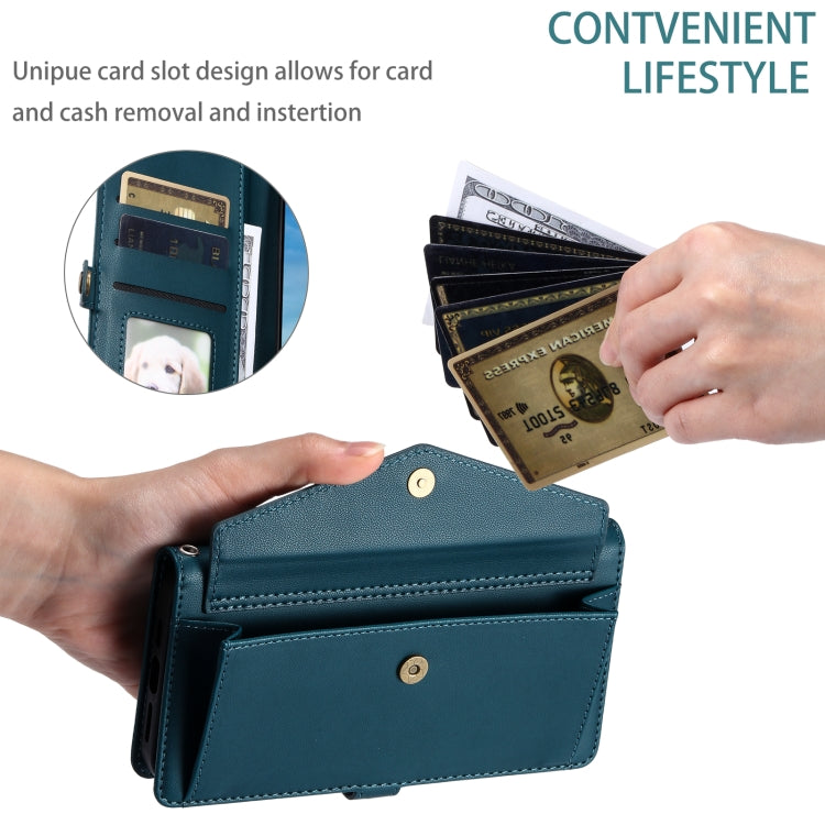 For Samsung Galaxy S25 Ultra 5G Wallet Multi-card Slot Leather Phone Case with Lanyard(Green) by buy2fix