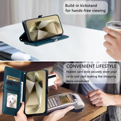 For Samsung Galaxy S25 Ultra 5G Wallet Multi-card Slot Leather Phone Case with Lanyard(Green) by buy2fix