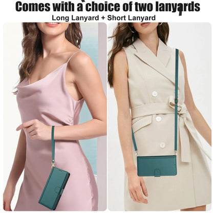 For Motorola Moto G Play 2024 Skin Feel Pure Color Card Slots Leather Phone Case with Dual Lanyard(Green) by buy2fix