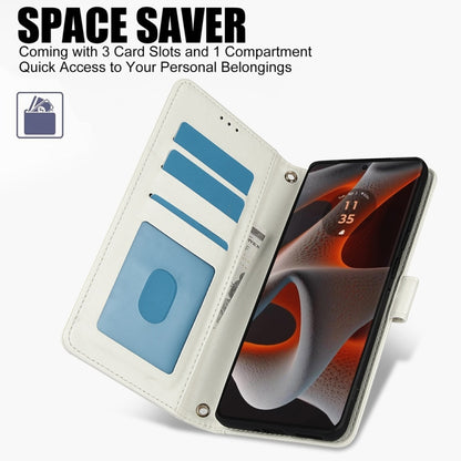 For Motorola Moto G Power 5G 2024 Skin Feel Pure Color Card Slots Leather Phone Case with Dual Lanyard(White) by buy2fix