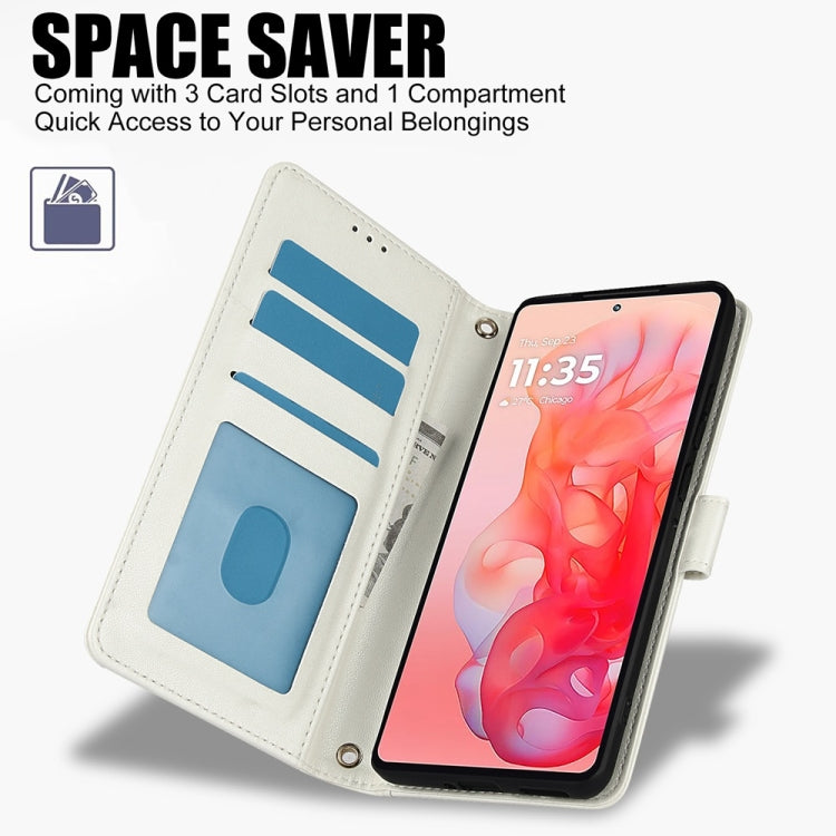 For Motorola Moto G Stylus 5G 2024 Skin Feel Pure Color Card Slots Leather Phone Case with Dual Lanyard(White) by buy2fix