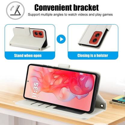 For Motorola Moto G Stylus 5G 2024 Skin Feel Pure Color Card Slots Leather Phone Case with Dual Lanyard(White) by buy2fix