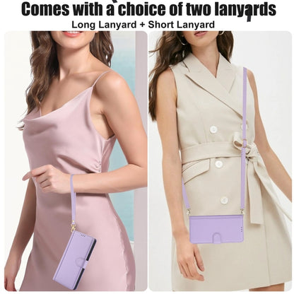 For Motorola Moto G Stylus 5G 2024 Skin Feel Pure Color Card Slots Leather Phone Case with Dual Lanyard(Purple) by buy2fix