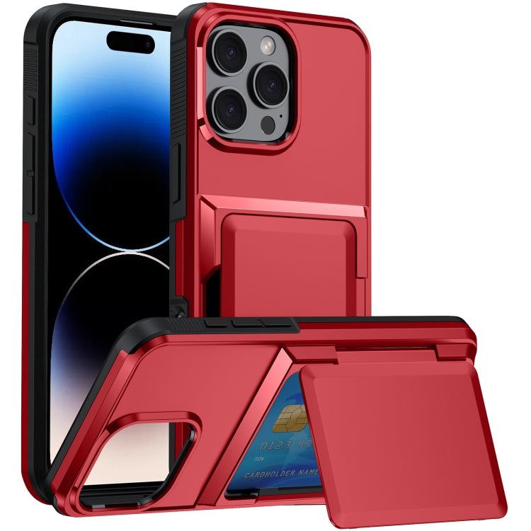 For iPhone 16 Pro Max Card Slot Holder Phone Case(Red) by buy2fix