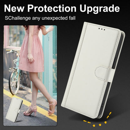 For Samsung Galaxy S25+ 5G Skin Feel Pure Color Card Slots Leather Phone Case with Dual Lanyard(White) - Galaxy S25+ 5G Cases by buy2fix | Online Shopping UK | buy2fix