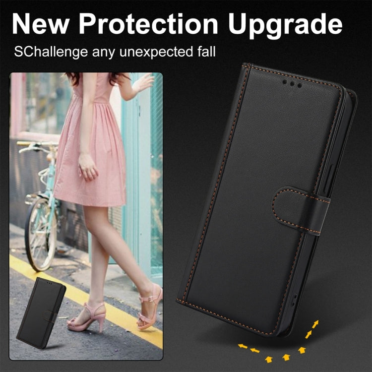 For Samsung Galaxy S25+ 5G Skin Feel Pure Color Card Slots Leather Phone Case with Dual Lanyard(Black) - Galaxy S25+ 5G Cases by buy2fix | Online Shopping UK | buy2fix