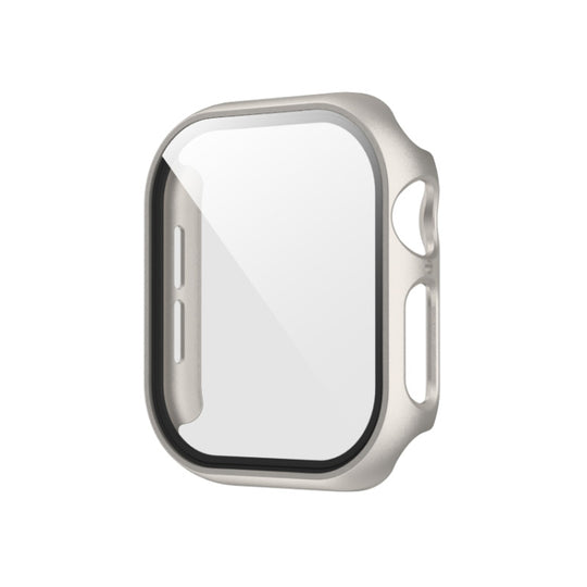 For Apple Watch Series 11 / 10 46mm Spray Glazing PC Integrated Tempered Film Watch Case(Titanium Gold)
