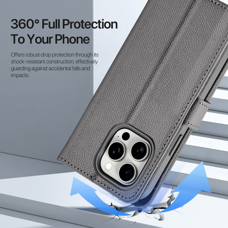 For iPhone 15 Pro Max DUX DUCIS Lawa Series 2 in 1 Wallet Zipper Detachable MagSafe Phone Case with Lanyard(Grey) by DUX DUCIS