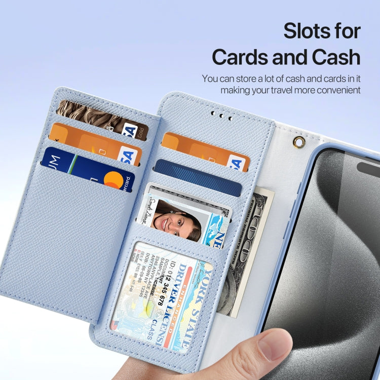 For iPhone 15 Pro Max DUX DUCIS Lawa Series 2 in 1 Wallet Zipper Detachable MagSafe Phone Case with Lanyard(Light Blue) by DUX DUCIS