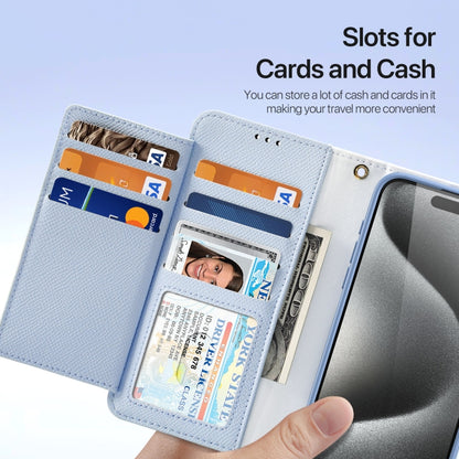 For iPhone 15 Pro Max DUX DUCIS Lawa Series 2 in 1 Wallet Zipper Detachable MagSafe Phone Case with Lanyard(Light Blue) by DUX DUCIS