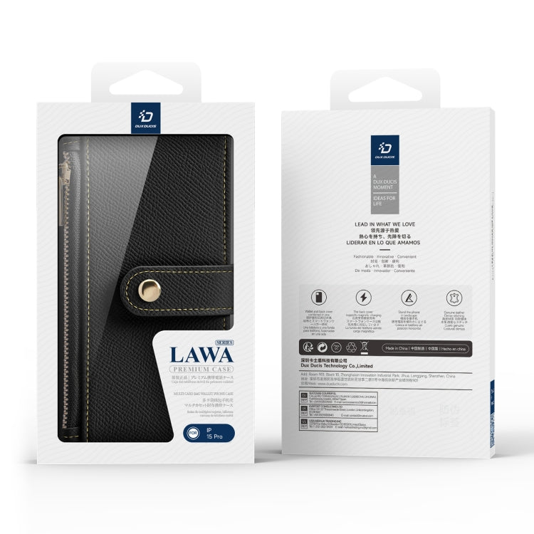 For iPhone 15 Pro DUX DUCIS Lawa Series 2 in 1 Wallet Zipper Detachable MagSafe Phone Case with Lanyard(Black) - iPhone 15 Pro Cases by DUX DUCIS | Online Shopping UK | buy2fix