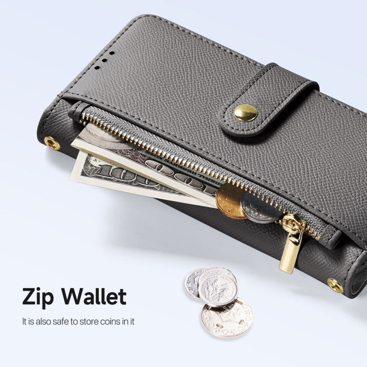 For iPhone 15 Pro DUX DUCIS Lawa Series 2 in 1 Wallet Zipper Detachable MagSafe Phone Case with Lanyard(Grey) - iPhone 15 Pro Cases by DUX DUCIS | Online Shopping UK | buy2fix