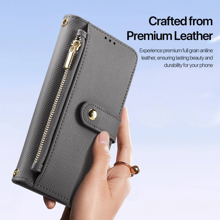 For iPhone 15 Pro DUX DUCIS Lawa Series 2 in 1 Wallet Zipper Detachable MagSafe Phone Case with Lanyard(Grey) - iPhone 15 Pro Cases by DUX DUCIS | Online Shopping UK | buy2fix