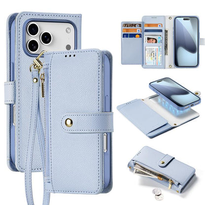 For iPhone 17 Pro DUX DUCIS Lawa Series 2 in 1 Wallet Zipper Detachable MagSafe Phone Case with Lanyard(Light Blue) - iPhone 17 Pro Cases by DUX DUCIS | Online Shopping UK | buy2fix