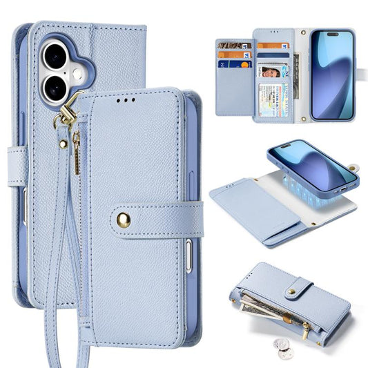 For iPhone 17 DUX DUCIS Lawa Series 2 in 1 Wallet Zipper Detachable MagSafe Phone Case with Lanyard(Light Blue) - iPhone 17 Cases by DUX DUCIS | Online Shopping UK | buy2fix