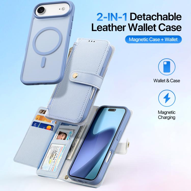 For iPhone 17 Air DUX DUCIS Lawa Series 2 in 1 Wallet Zipper Detachable MagSafe Phone Case with Lanyard(Light Blue) - iPhone 17 Air Cases by DUX DUCIS | Online Shopping UK | buy2fix