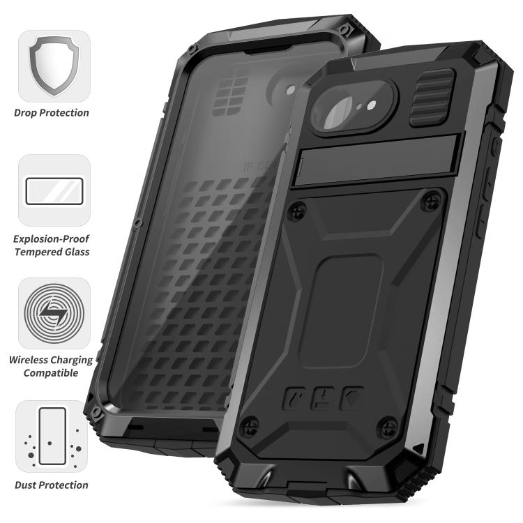 For iPhone 16e R-JUST Life Waterproof Dustproof Shockproof Phone Case(Black) - iPhone 16e Cases by R-JUST | Online Shopping UK | buy2fix