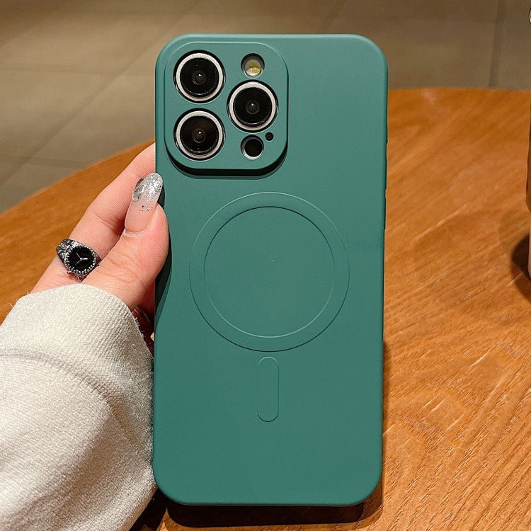 For iPhone 16 Pro Max Solid Color Liquid Silicone MagSafe Magnetic Phone Case(Dark Green) by buy2fix