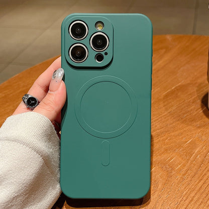 For iPhone 16 Pro Max Solid Color Liquid Silicone MagSafe Magnetic Phone Case(Dark Green) by buy2fix