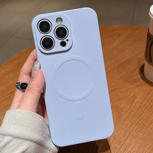 For iPhone 16 Pro Max Solid Color Liquid Silicone MagSafe Magnetic Phone Case(Lilac Purple) by buy2fix