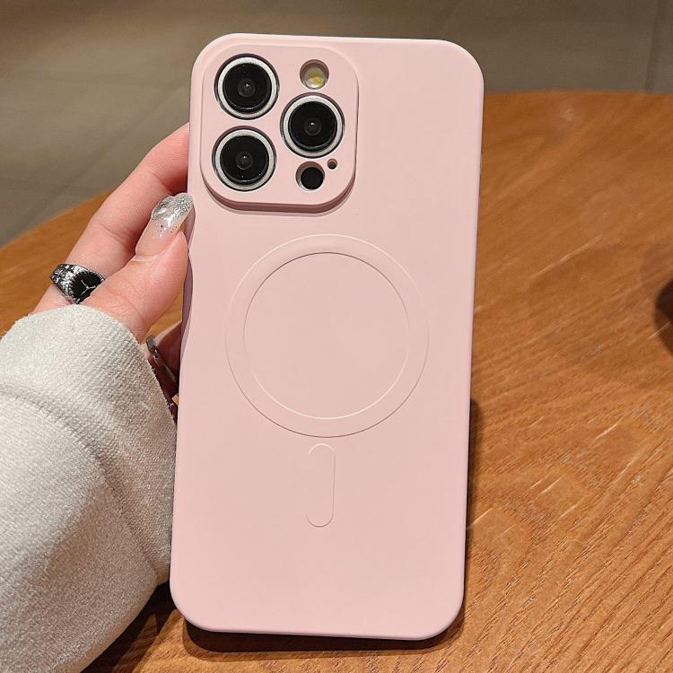 For iPhone 16 Pro Max Solid Color Liquid Silicone MagSafe Magnetic Phone Case(Pink) by buy2fix