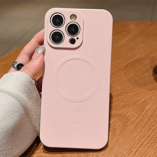 For iPhone 16 Pro Max Solid Color Liquid Silicone MagSafe Magnetic Phone Case(Pink) by buy2fix