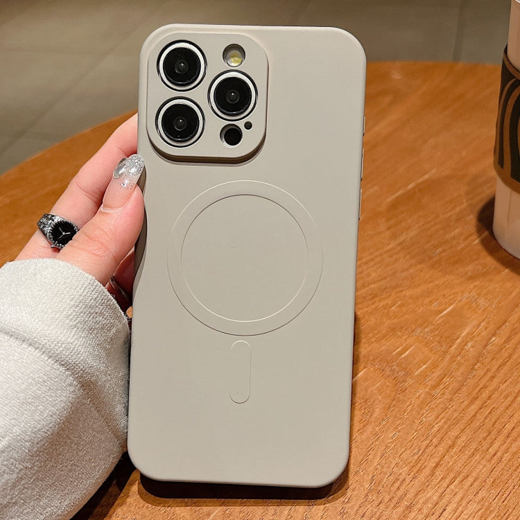 For iPhone 16 Pro Max Solid Color Liquid Silicone MagSafe Magnetic Phone Case(Grey) by buy2fix