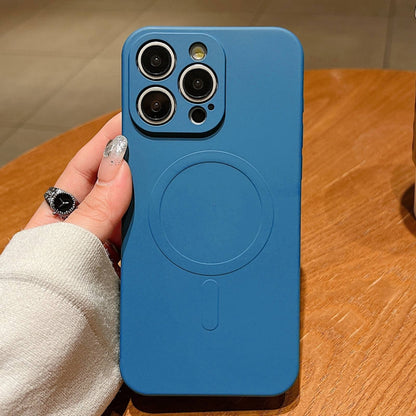 For iPhone 16 Pro Max Solid Color Liquid Silicone MagSafe Magnetic Phone Case(Royal Blue) by buy2fix