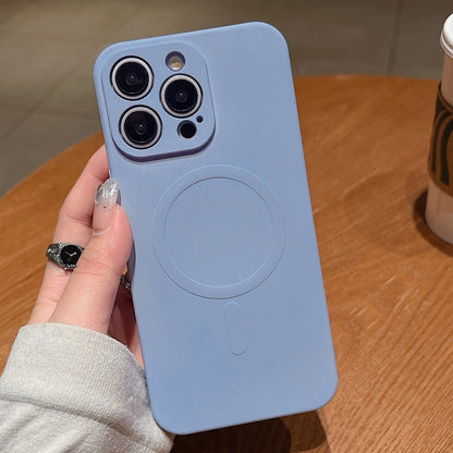 For iPhone 16 Pro Max Solid Color Liquid Silicone MagSafe Magnetic Phone Case(Yuanfeng Blue) by buy2fix