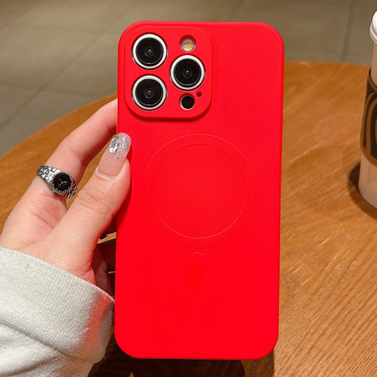 For iPhone 16 Pro Solid Color Liquid Silicone MagSafe Magnetic Phone Case(Red)