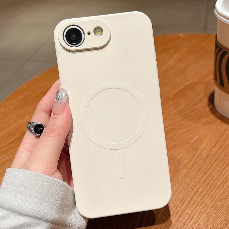 For iPhone 16e Solid Color Liquid Silicone MagSafe Magnetic Phone Case(Antique White) - iPhone 16e Cases by buy2fix | Online Shopping UK | buy2fix